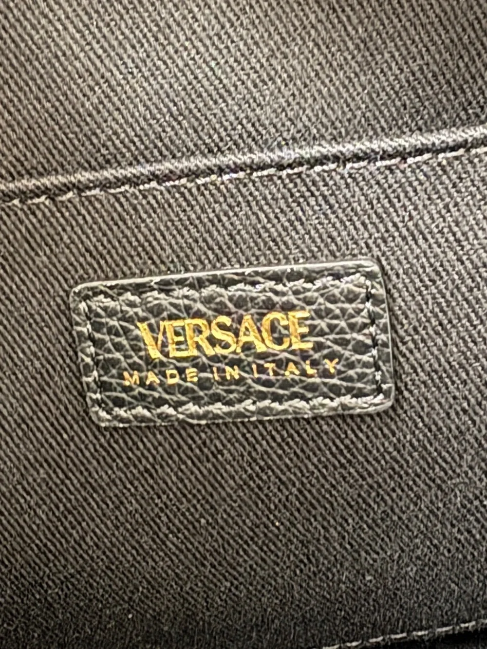 Versace Virtus Black Leather Shoulder hobo Bag New